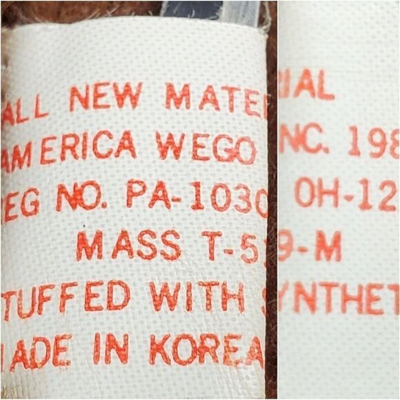 Vintage Teddy Bear Bow Tie Korea Red Tongue Brown Stuffed Animal America Wego - Picture 4 of 6